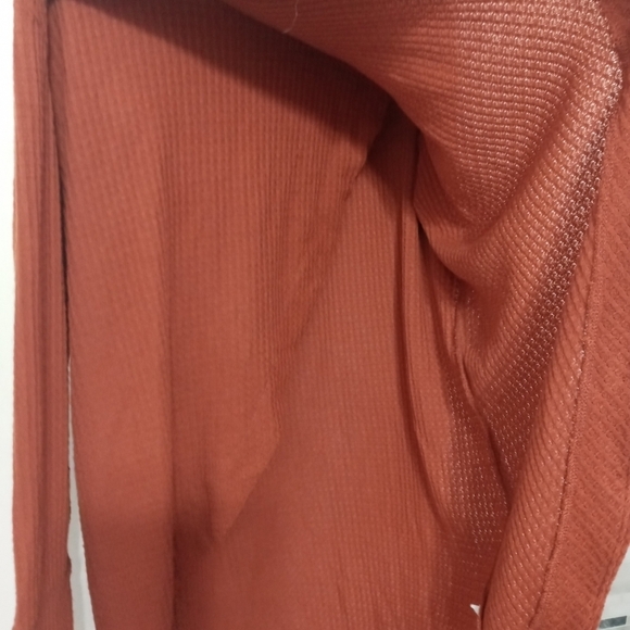 CY Fashions Burnt Orange Oversize Overlapping Long Sleeve Knit Sweater Buttons - Picture 15 of 16